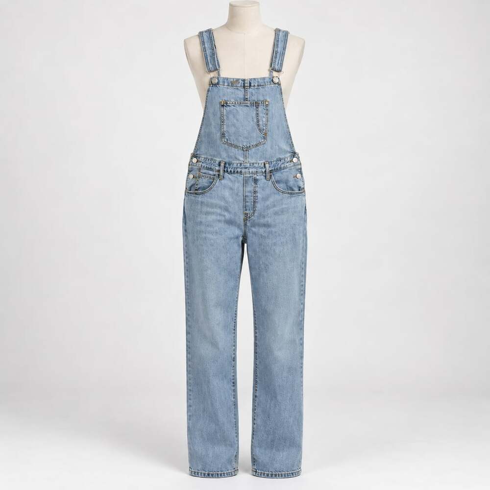 Levi’s Women’s Denim Bib Overalls Size L Light Wash Straight Leg